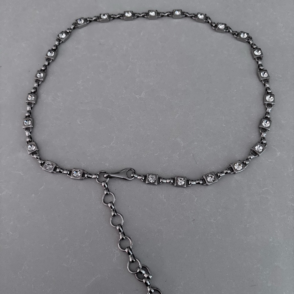 Silver Chain Belt with Clear Stones